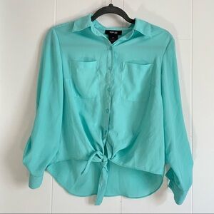 3/$45 Teal Button Up Tie Front Blouse